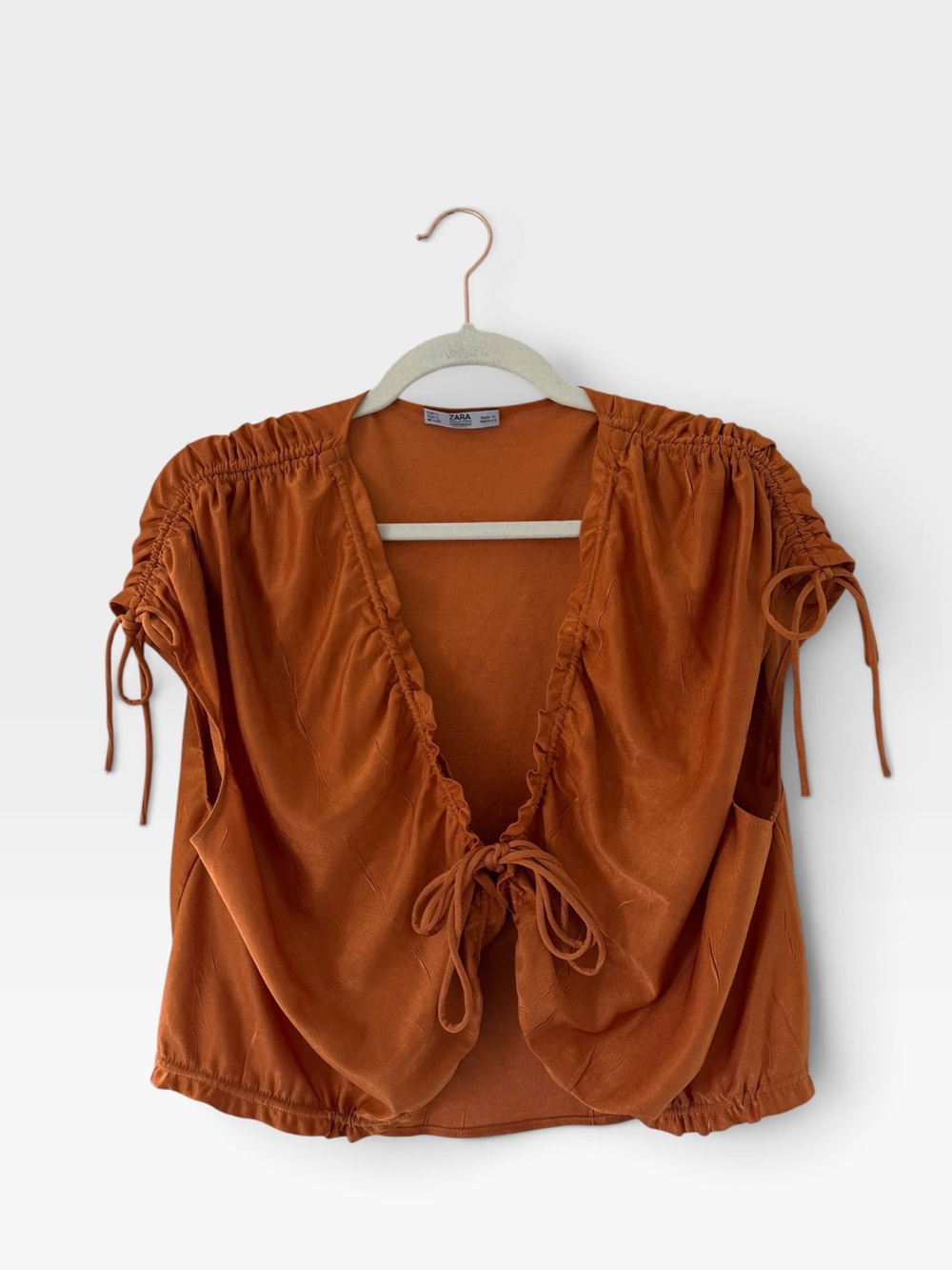 Zara Tie-Front Wide-Leg Jumpsuit in Rust - Picture 7 of 11